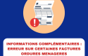 INFORMATIONS COMPLEMENTAIRES : ERREUR SUR CERTAINES FACTURES ORDURES MENAGERES